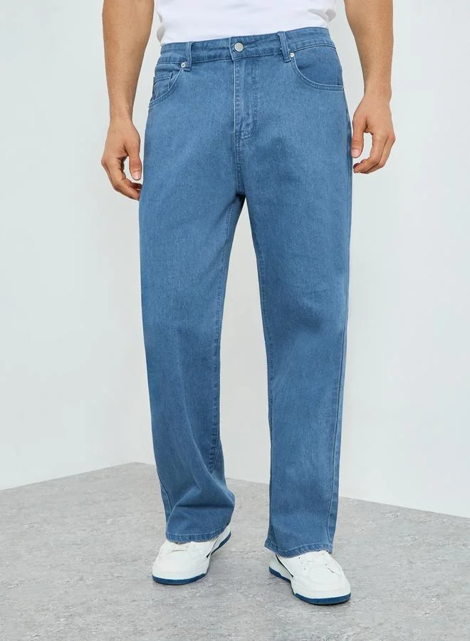 Styli  Men Light Blue Loose Fit Jeans for Men | Best Price UAE